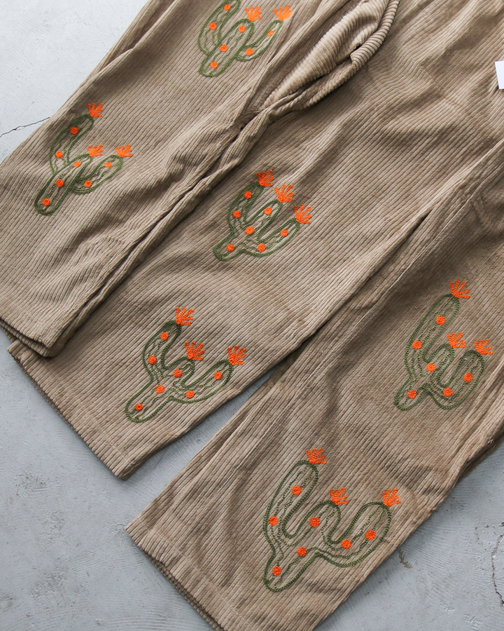 Mr.OLDMAN × JAWANDI ジャワンディ Cactus Embroidery Corduroy Santai Pants