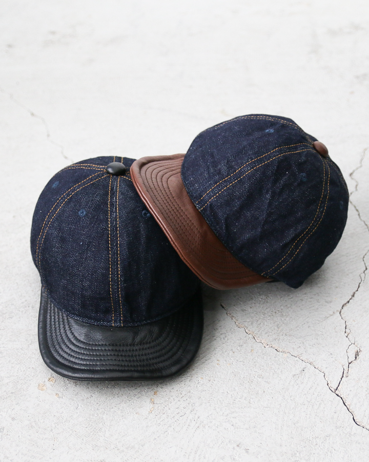 HIGHER ハイヤー HT25020C Denim × Leather Brim Cap