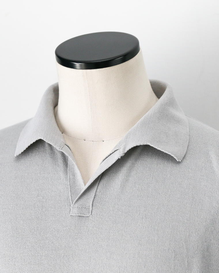 MOON CASTLE IC5 Ice Cotton Skipper Polo Neck Light Gray