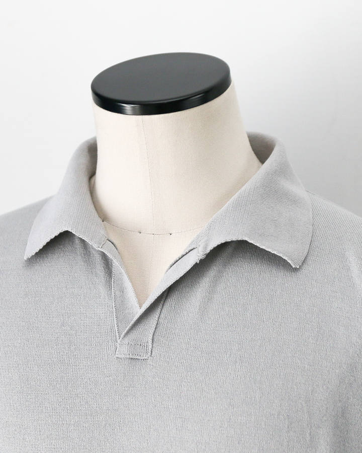 MOON CASTLE IC5 Ice Cotton Skipper Polo Neck Light Gray