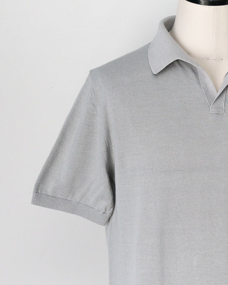 MOON CASTLE IC5 Ice Cotton Skipper Polo Neck Light Gray
