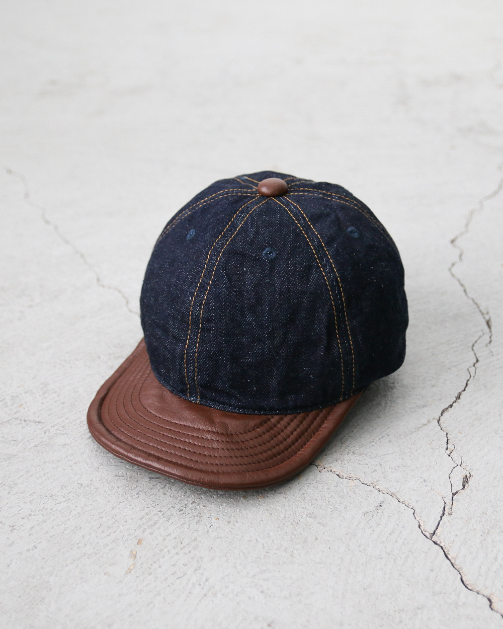 HIGHER ハイヤー HT25020C Denim × Leather Brim Cap