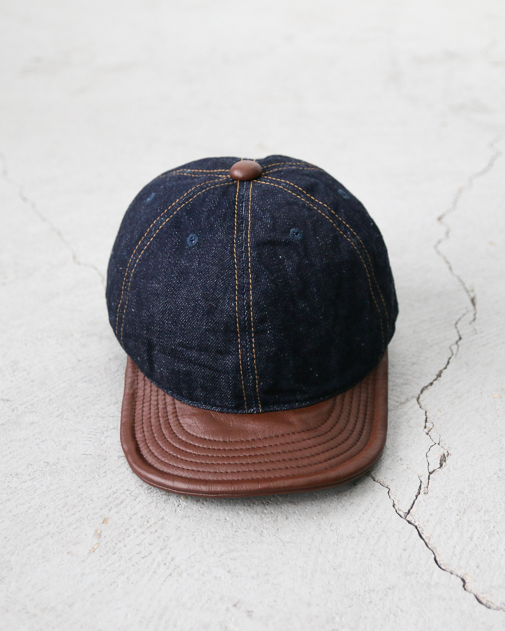 HIGHER ハイヤー HT25020C Denim × Leather Brim Cap
