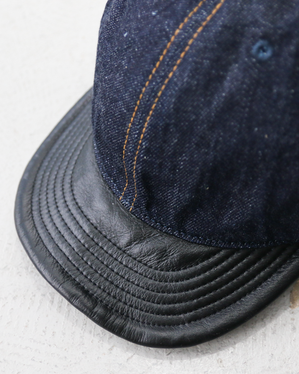 HIGHER ハイヤー HT25020C Denim × Leather Brim Cap