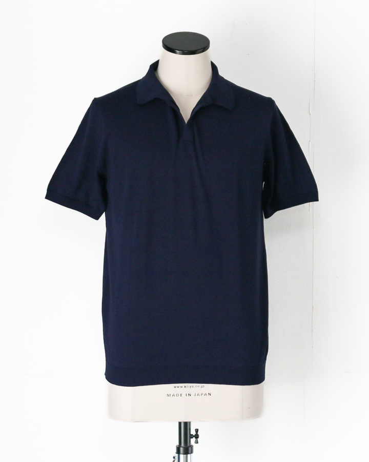 MOON CASTLE IC5 Ice Cotton Skipper Polo Neck Navy