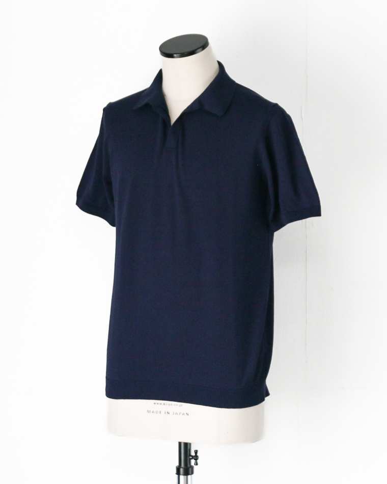 MOON CASTLE IC5 Ice Cotton Skipper Polo Neck Navy