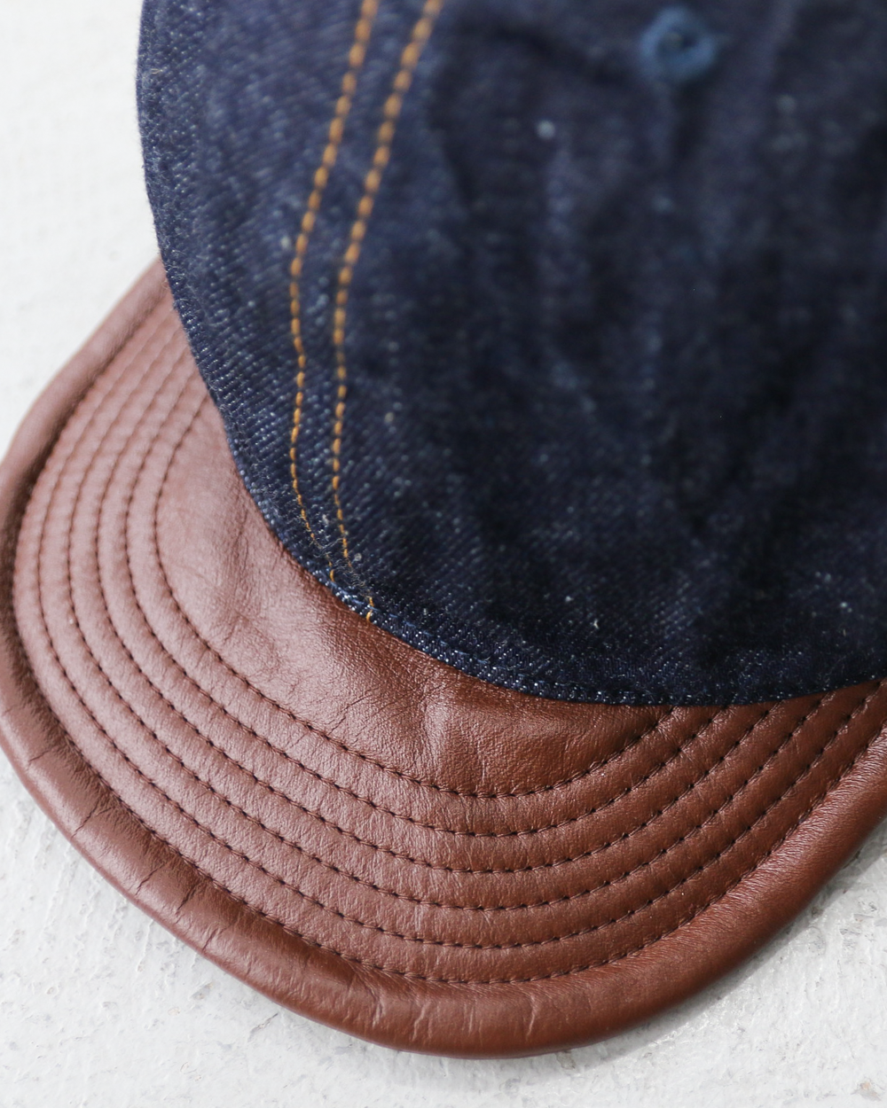 HIGHER ハイヤー HT25020C Denim × Leather Brim Cap