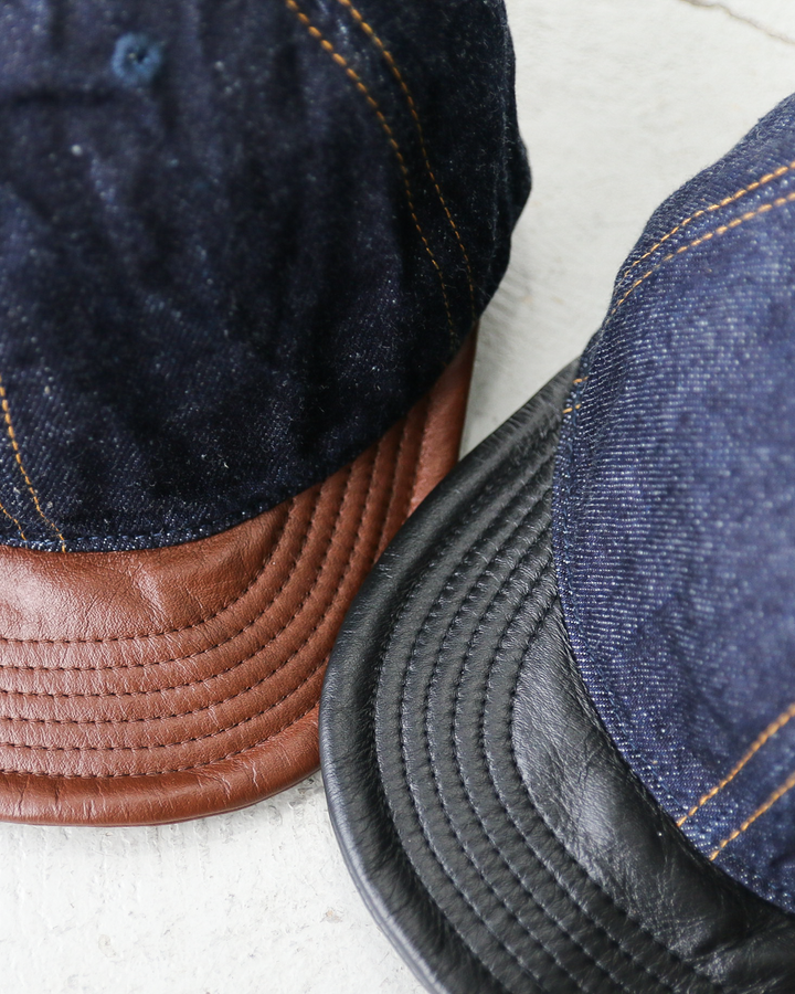 HIGHER ハイヤー HT25020C Denim × Leather Brim Cap