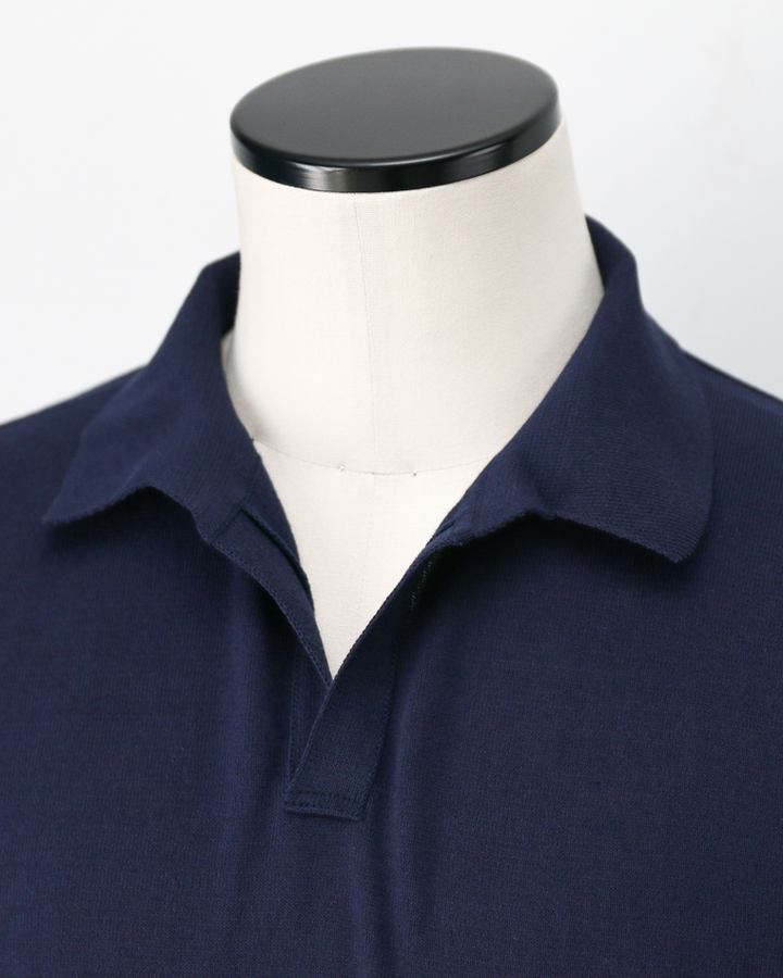 MOON CASTLE IC5 Ice Cotton Skipper Polo Neck Navy