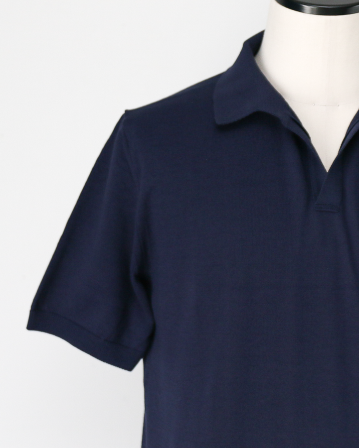 MOON CASTLE IC5 Ice Cotton Skipper Polo Neck Navy