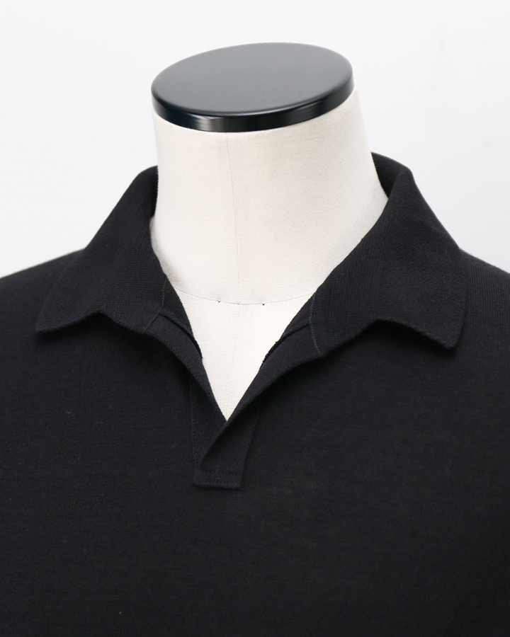 MOON CASTLE IC5 Ice Cotton Skipper Polo Neck Black
