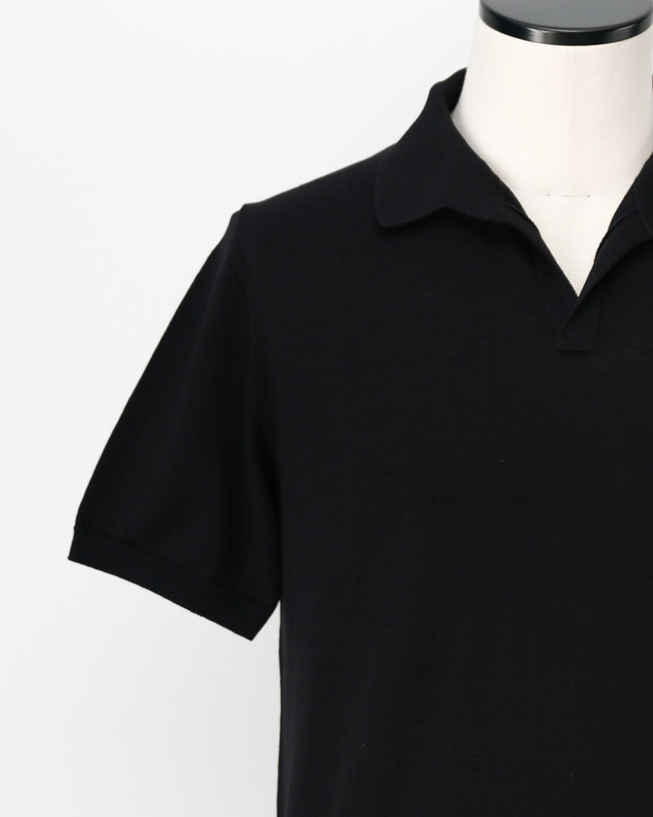 MOON CASTLE IC5 Ice Cotton Skipper Polo Neck Black