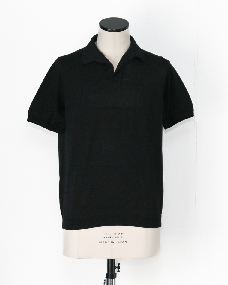 MOON CASTLE IC5 Ice Cotton Skipper Polo Neck Black