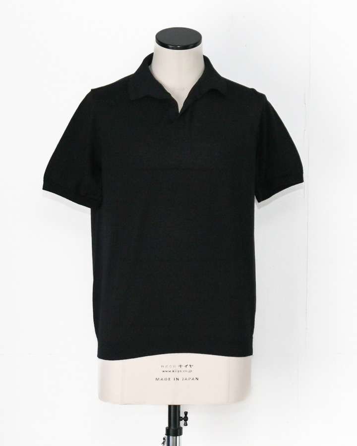 MOON CASTLE IC5 Ice Cotton Skipper Polo Neck Black