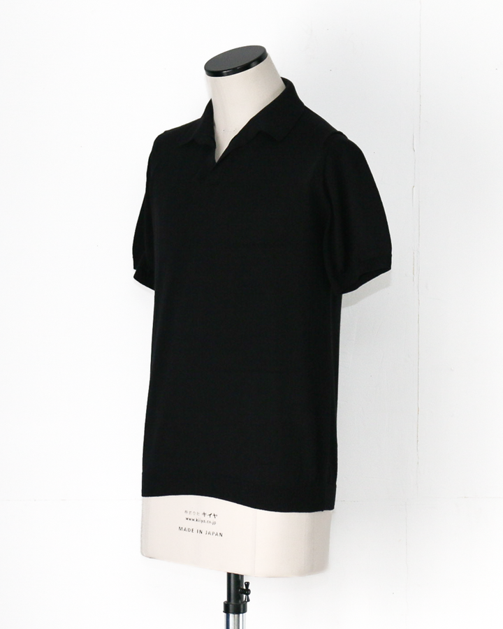 MOON CASTLE IC5 Ice Cotton Skipper Polo Neck Black