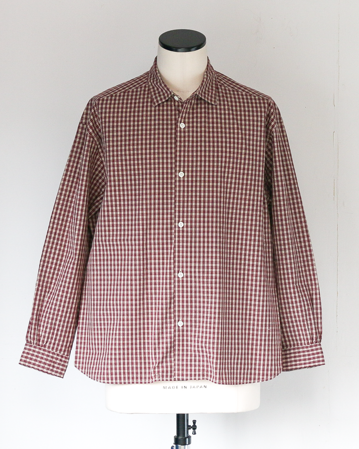 JAMES &amp; CO. STANDARD SHIRT Small Collar Big Shirt -Check- RED