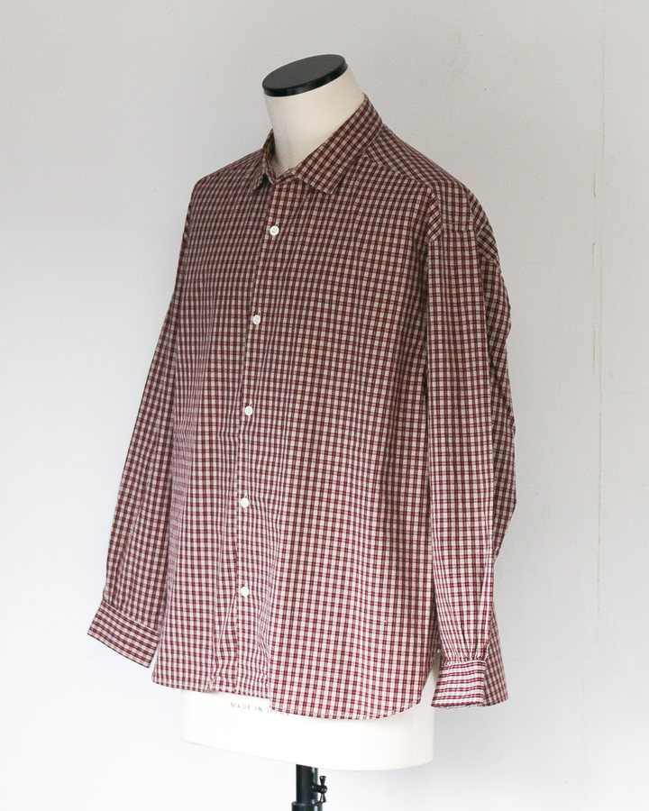 JAMES &amp; CO. STANDARD SHIRT Small Collar Big Shirt -Check- RED