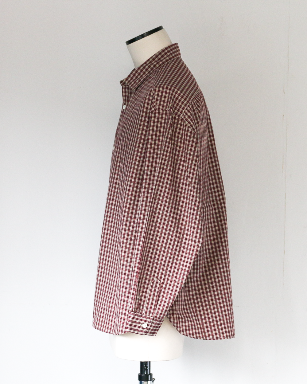 JAMES &amp; CO. STANDARD SHIRT Small Collar Big Shirt -Check- RED