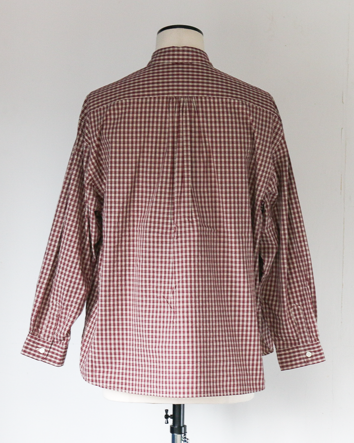 JAMES &amp; CO. STANDARD SHIRT Small Collar Big Shirt -Check- RED