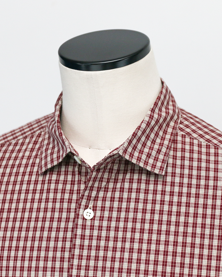 JAMES &amp; CO. STANDARD SHIRT Small Collar Big Shirt -Check- RED