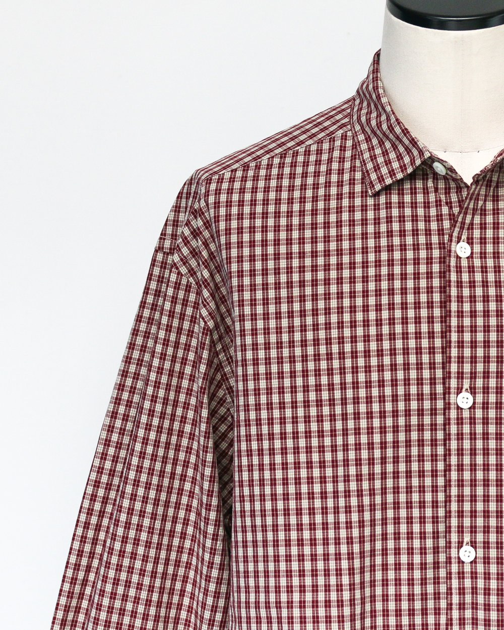 JAMES &amp; CO. STANDARD SHIRT Small Collar Big Shirt -Check- RED