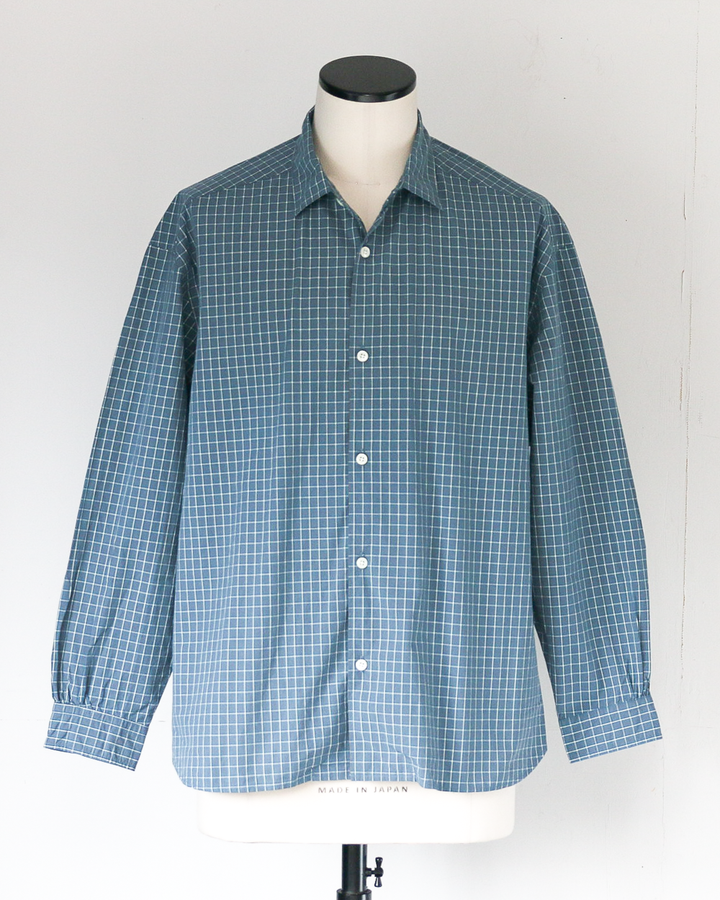 JAMES &amp; CO. STANDARD SHIRT Small Collar Big Shirt -Check- BLUE