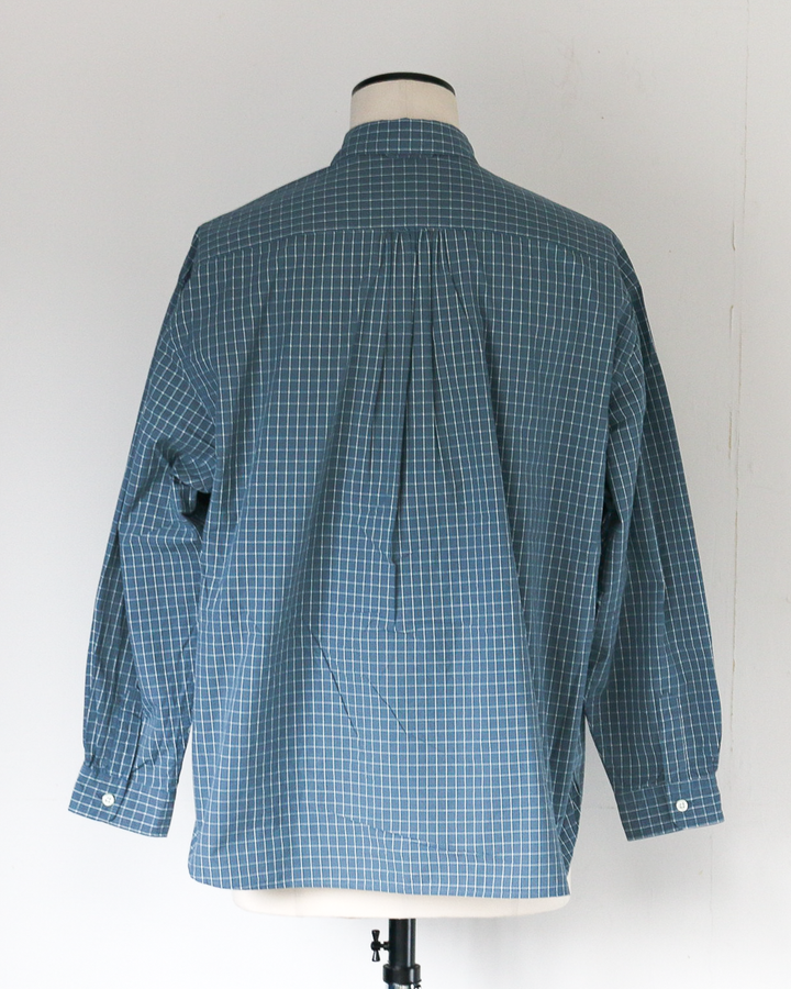 JAMES &amp; CO. STANDARD SHIRT Small Collar Big Shirt -Check- BLUE