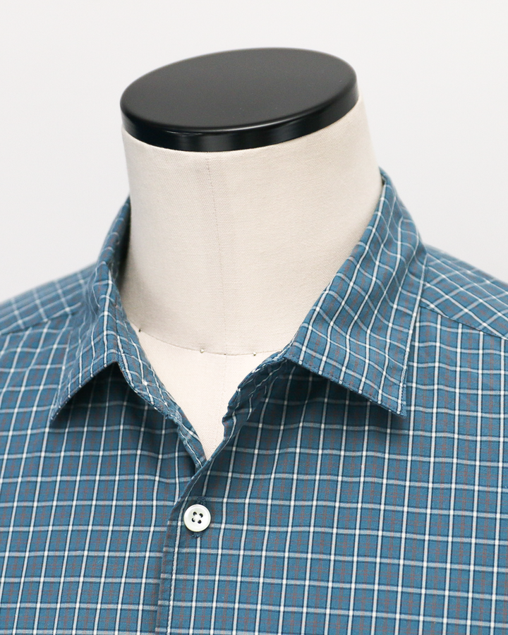 JAMES &amp; CO. STANDARD SHIRT Small Collar Big Shirt -Check- BLUE