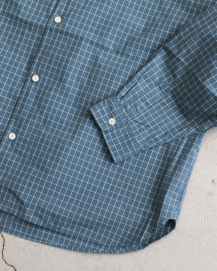 JAMES &amp; CO. STANDARD SHIRT Small Collar Big Shirt -Check- BLUE