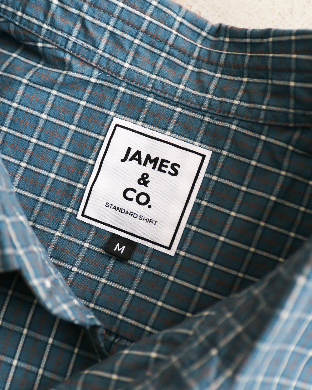 JAMES &amp; CO. STANDARD SHIRT Small Collar Big Shirt -Check- BLUE