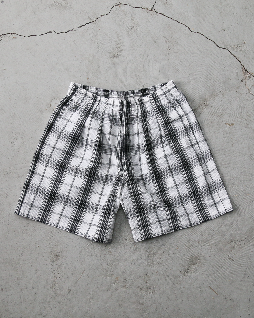 BURLAP OUTFITTER SEERSUCKER PLAID TRACK SHORT White×Black