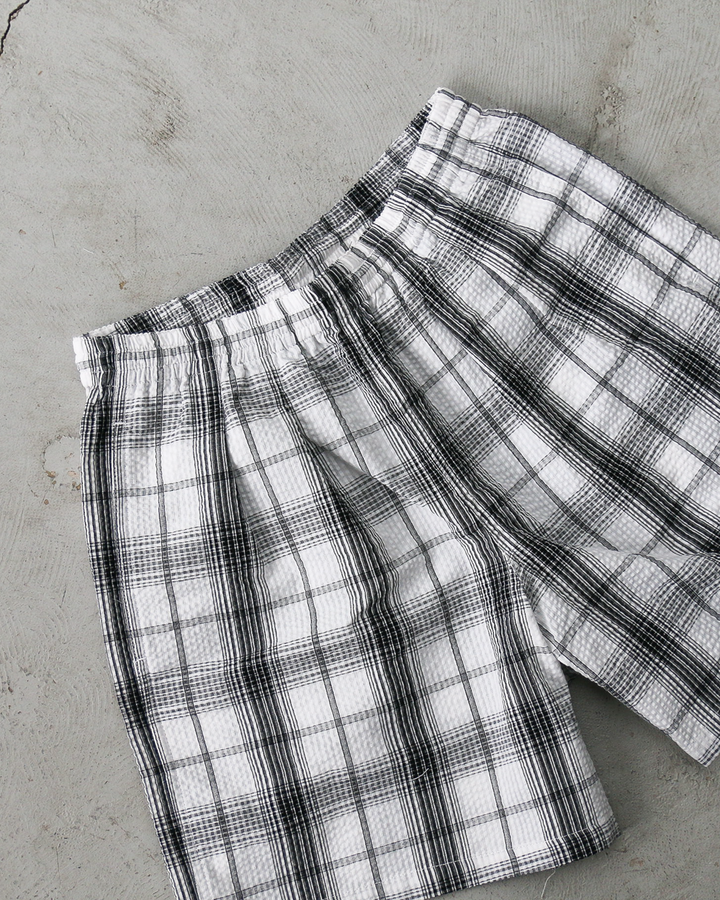 BURLAP OUTFITTER SEERSUCKER PLAID TRACK SHORT White×Black