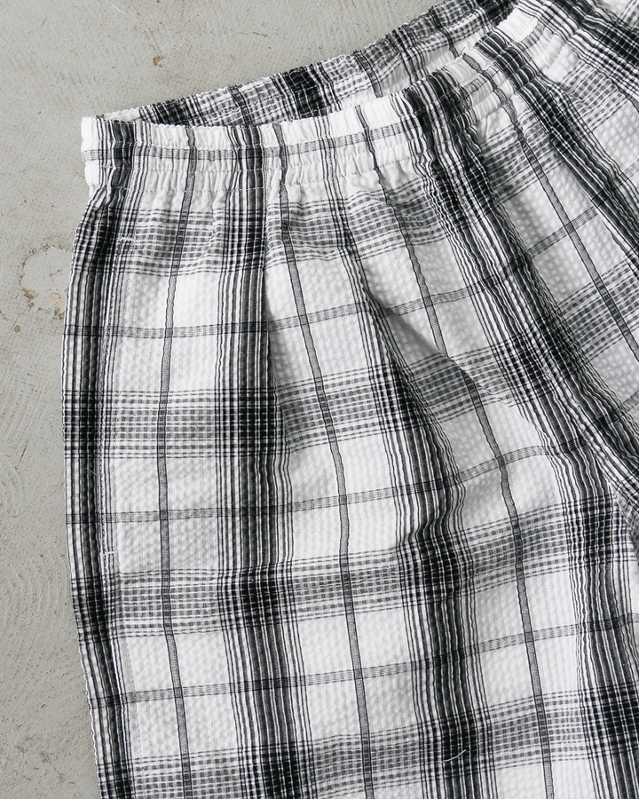 BURLAP OUTFITTER SEERSUCKER PLAID TRACK SHORT White×Black