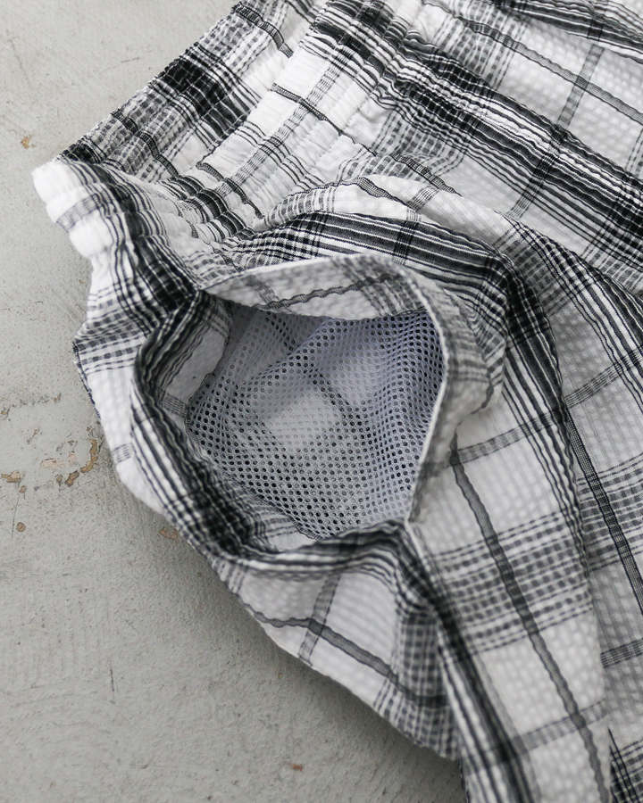 BURLAP OUTFITTER SEERSUCKER PLAID TRACK SHORT White×Black