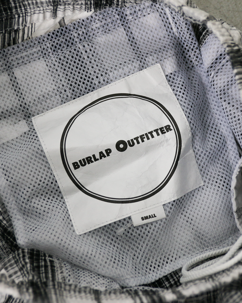 BURLAP OUTFITTER SEERSUCKER PLAID TRACK SHORT White×Black