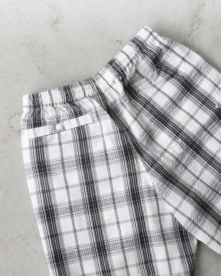 BURLAP OUTFITTER SEERSUCKER PLAID TRACK SHORT White×Black
