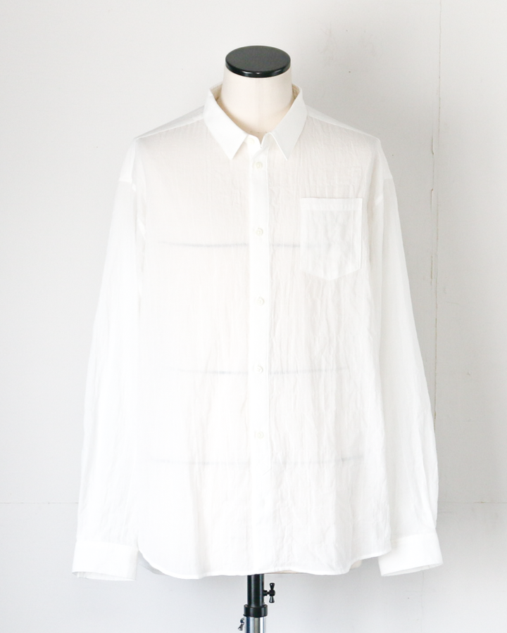 MASTER&amp;CO SHIRRING COTTON WIDE PLAIN SHIRT White