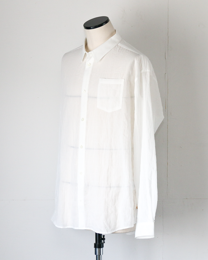 MASTER&amp;CO SHIRRING COTTON WIDE PLAIN SHIRT White