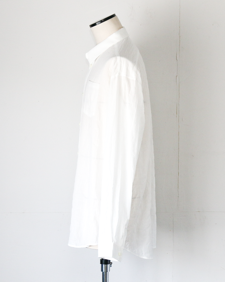 MASTER&amp;CO SHIRRING COTTON WIDE PLAIN SHIRT White