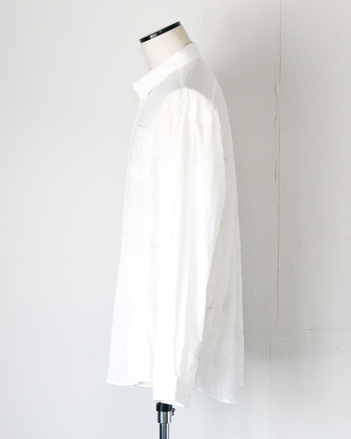 MASTER&amp;CO SHIRRING COTTON WIDE PLAIN SHIRT White