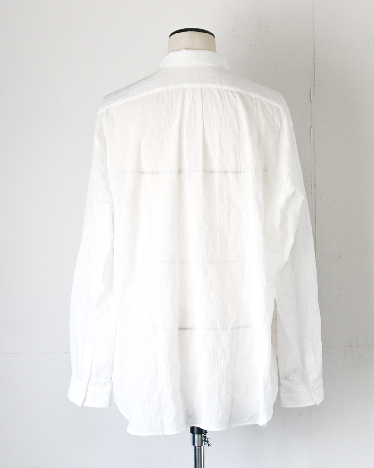MASTER&amp;CO SHIRRING COTTON WIDE PLAIN SHIRT White
