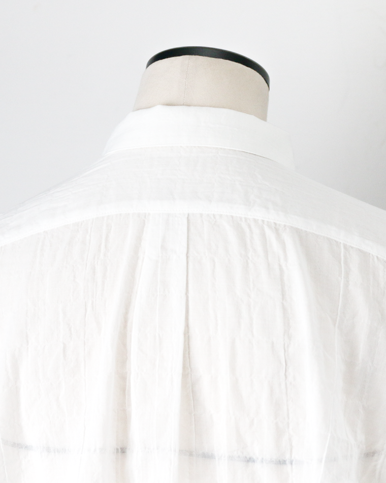 MASTER&amp;CO SHIRRING COTTON WIDE PLAIN SHIRT White