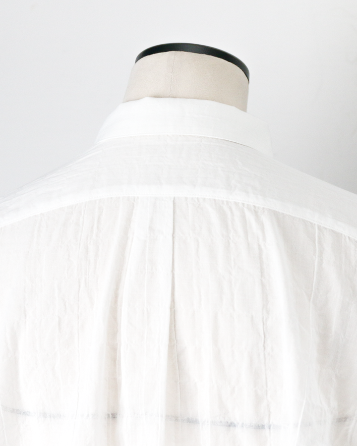 MASTER&amp;CO SHIRRING COTTON WIDE PLAIN SHIRT White