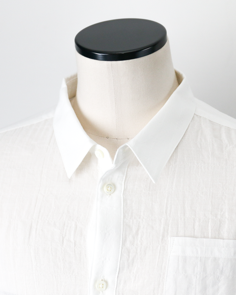 MASTER&amp;CO SHIRRING COTTON WIDE PLAIN SHIRT White