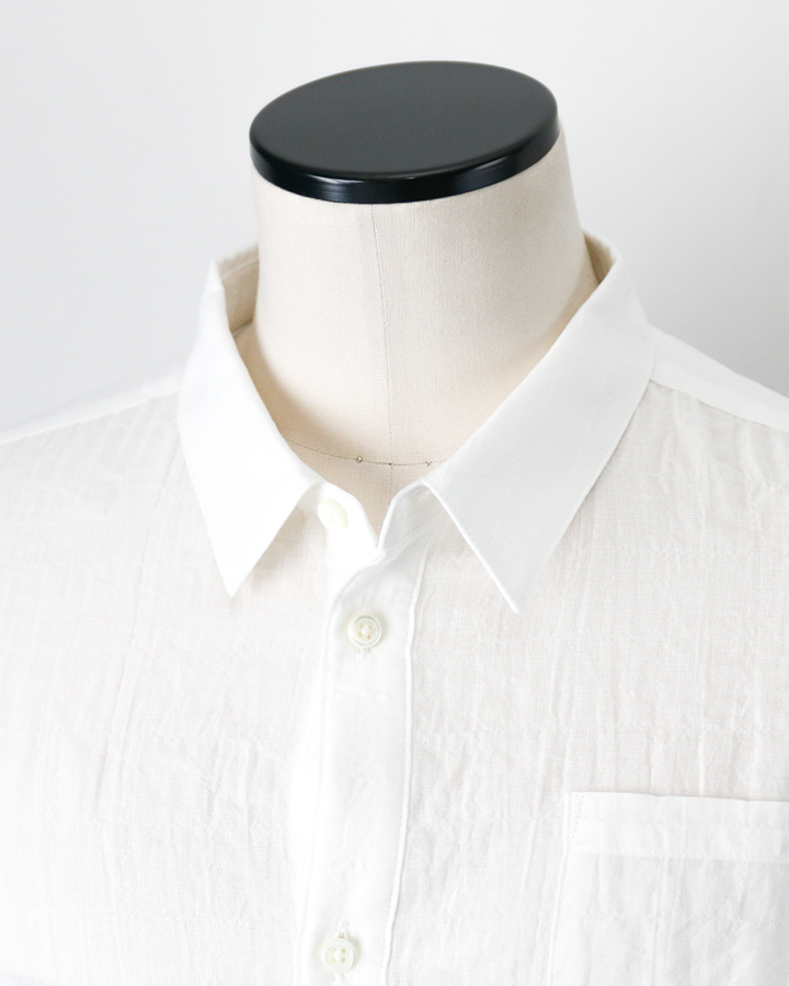MASTER&amp;CO SHIRRING COTTON WIDE PLAIN SHIRT White