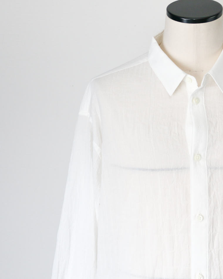MASTER&amp;CO SHIRRING COTTON WIDE PLAIN SHIRT White