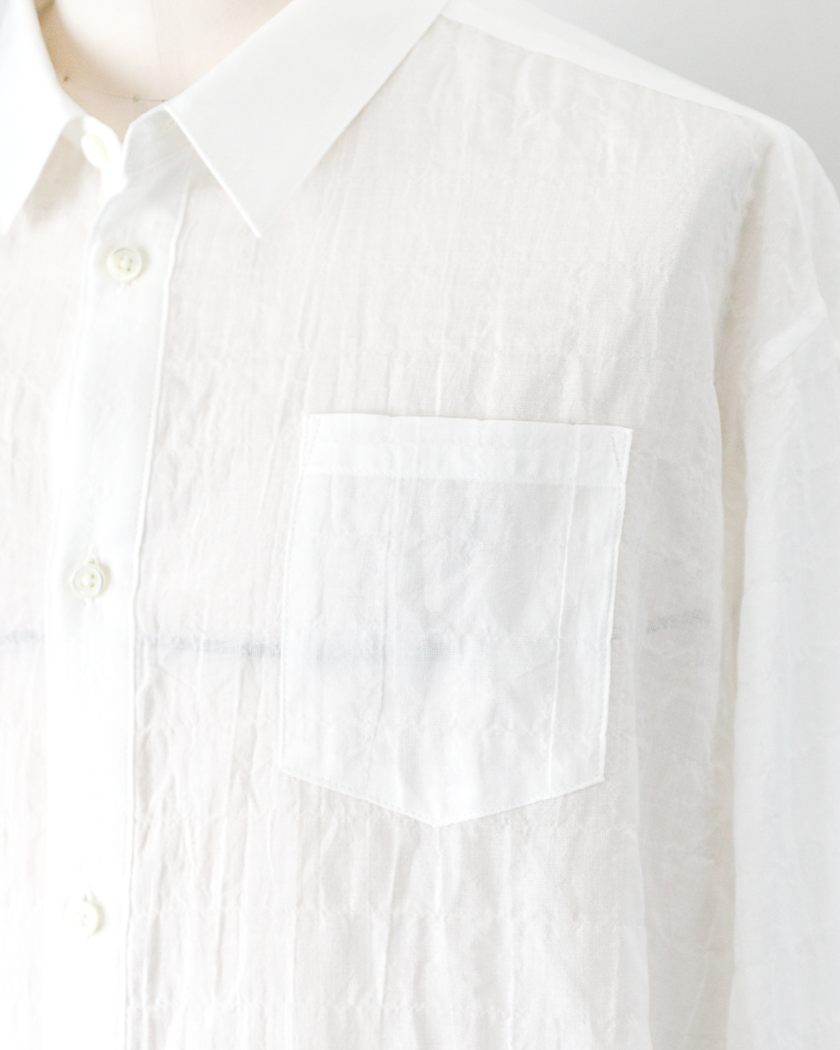 MASTER&amp;CO SHIRRING COTTON WIDE PLAIN SHIRT White