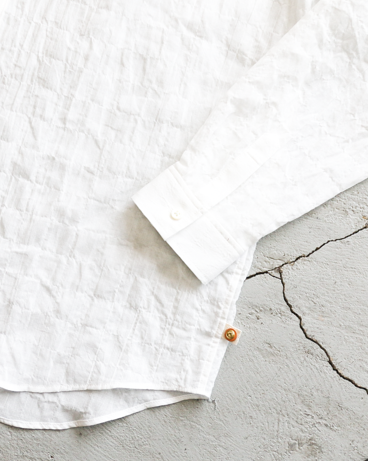 MASTER&amp;CO SHIRRING COTTON WIDE PLAIN SHIRT White