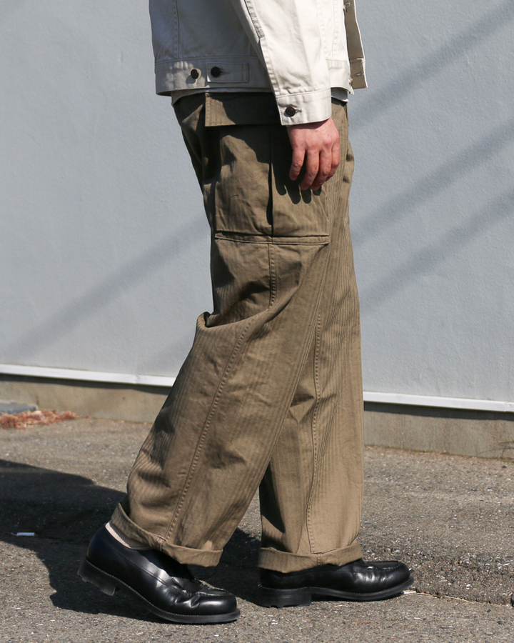 WORKERS ワーカーズ M43 Trousers Mod, Khaki Herringbone