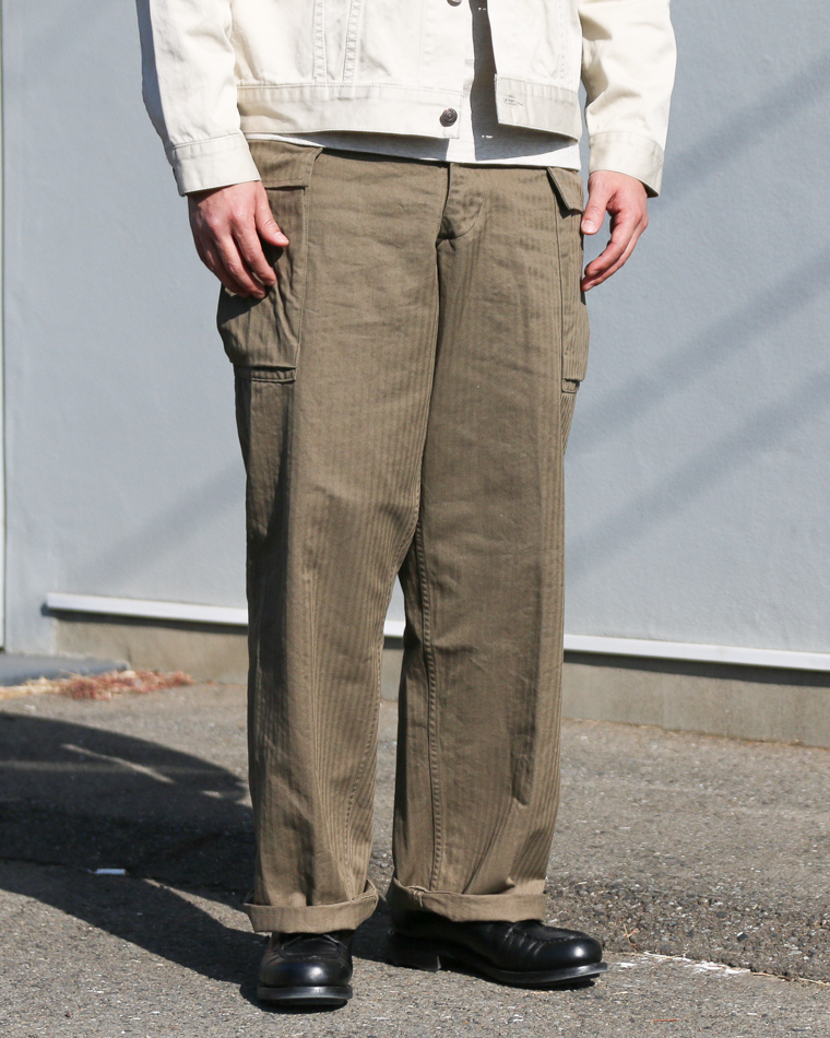 WORKERS ワーカーズ M43 Trousers Mod, Khaki Herringbone